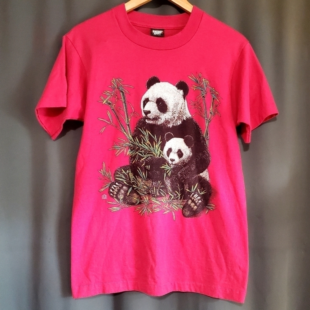 Vintage Panda Bear Mom & Baby Shirt Screen Stars Size Medium